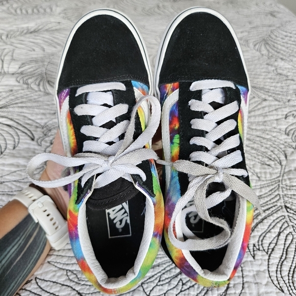 EUC Vans Old Skool Rainbow Tie Dye Low Top Sneakers Kids 2.5 - Picture 10 of 11